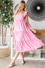 Reborn J Ruffled Sleeveless Tiered Midi Dress - The Michelle Style Boutique