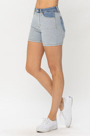 Judy Blue Full Size Color Block Denim Shorts - The Michelle Style Boutique