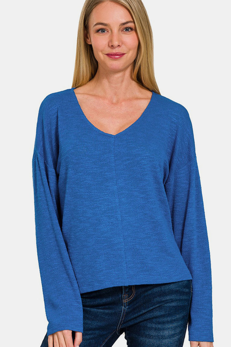 Zenana Dropped Shoulder Long Sleeve T-Shirt - The Michelle Style Boutique