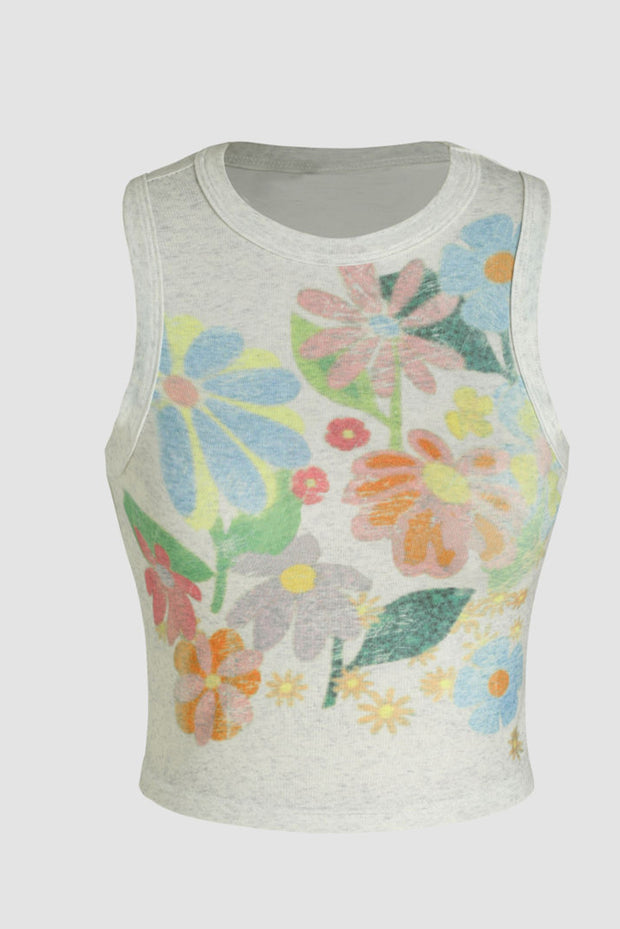 Flower Round Neck Tank - The Michelle Style Boutique