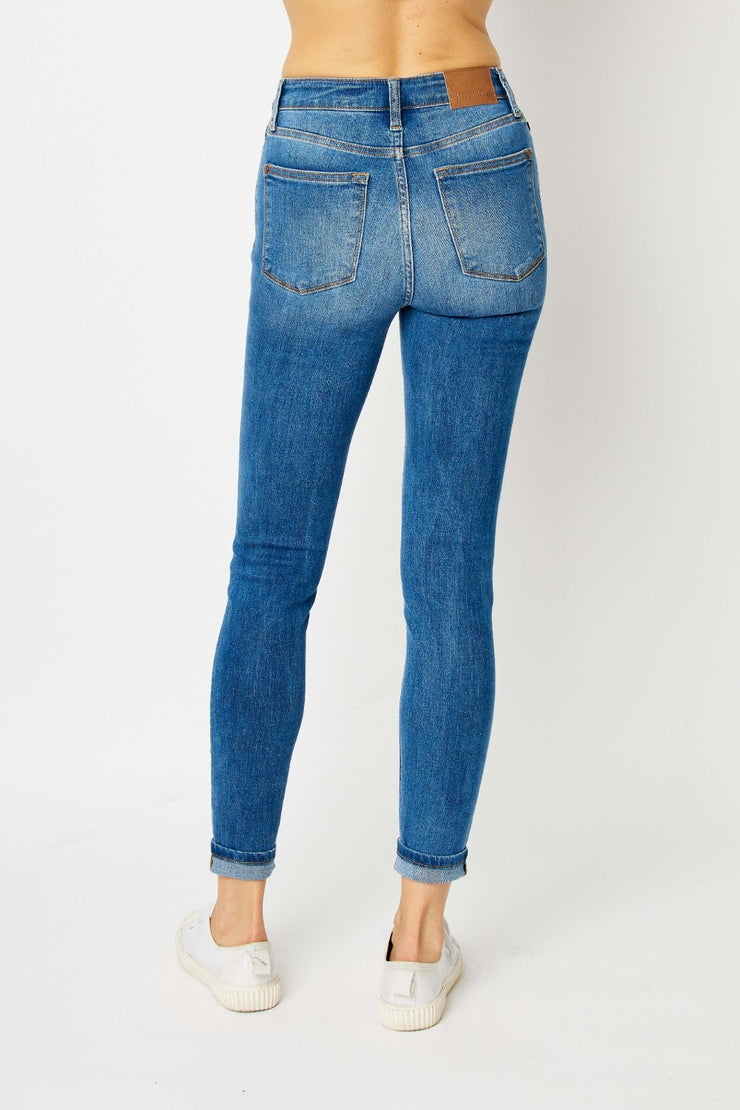 Judy Blue Full Size Cuffed Hem Low Waist Skinny Jeans - The Michelle Style Boutique