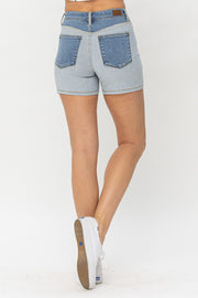 Judy Blue Full Size Color Block Denim Shorts - The Michelle Style Boutique