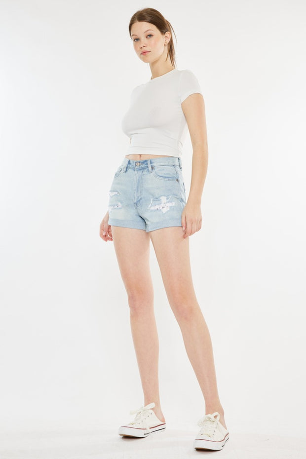 Kancan High Rise Repaired Mom Denim Shorts - The Michelle Style Boutique