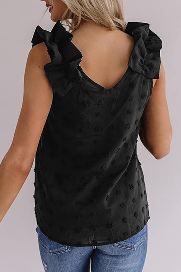 Full Size Swiss Dot V-Neck Tank - The Michelle Style Boutique