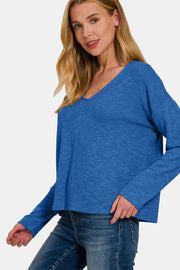 Zenana Dropped Shoulder Long Sleeve T-Shirt - The Michelle Style Boutique