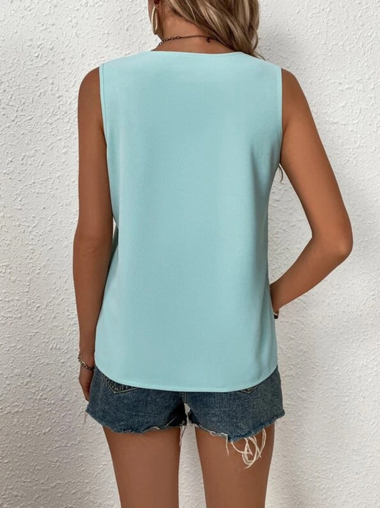 Full Size Lace Detail V-Neck Tank - The Michelle Style Boutique