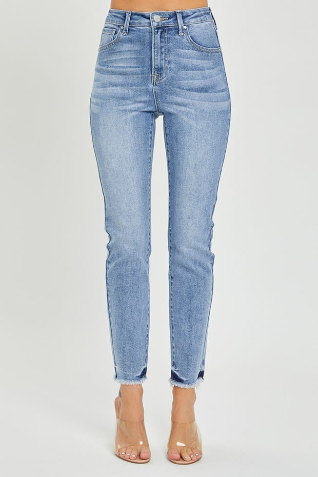 RISEN Full Size High Rise Frayed Hem Skinny Jeans - The Michelle Style Boutique