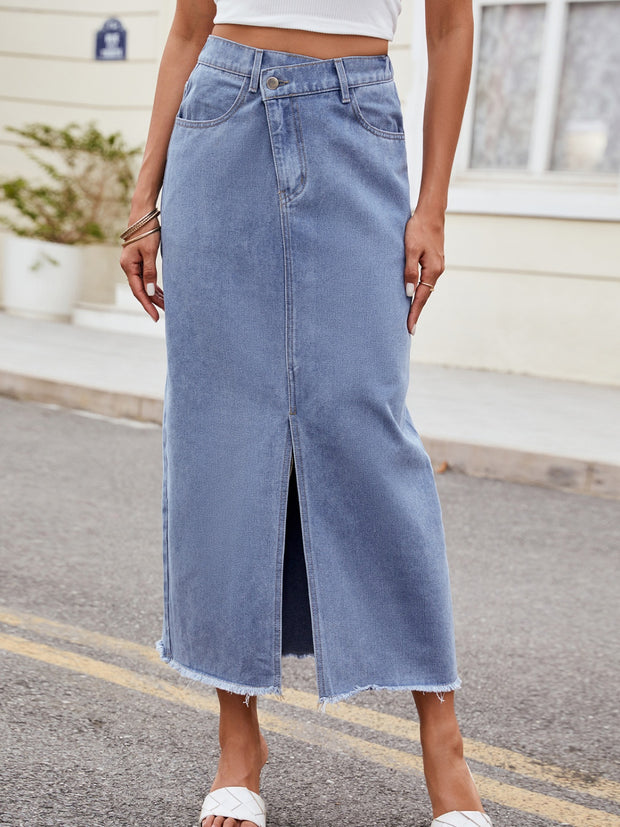 Slit Asymmetrical Waist Denim Skirt - The Michelle Style Boutique