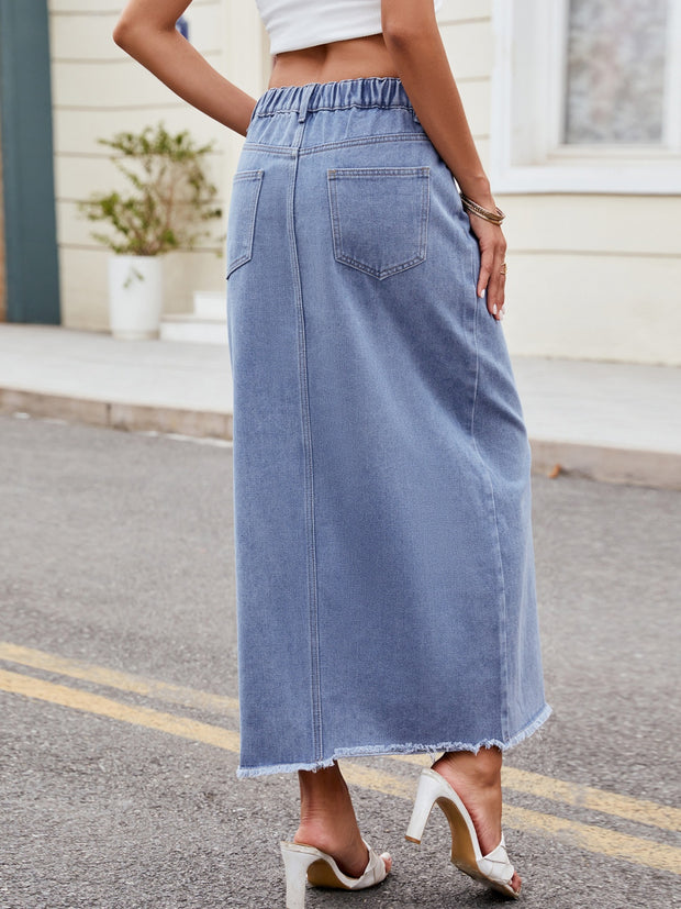 Slit Asymmetrical Waist Denim Skirt - The Michelle Style Boutique