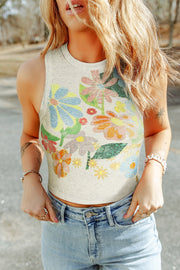 Flower Round Neck Tank - The Michelle Style Boutique