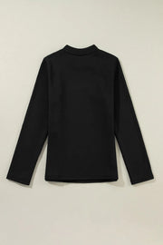 Thermal Lined Mock Neck Long Sleeve Blouse