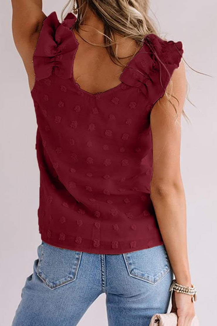 Full Size Swiss Dot V-Neck Tank - The Michelle Style Boutique