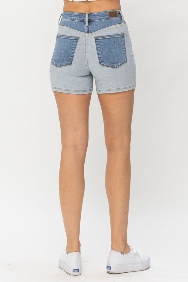 Judy Blue Full Size Color Block Denim Shorts - The Michelle Style Boutique