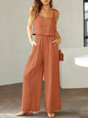 Square Neck Top and Wide Leg Pants Set - The Michelle Style Boutique