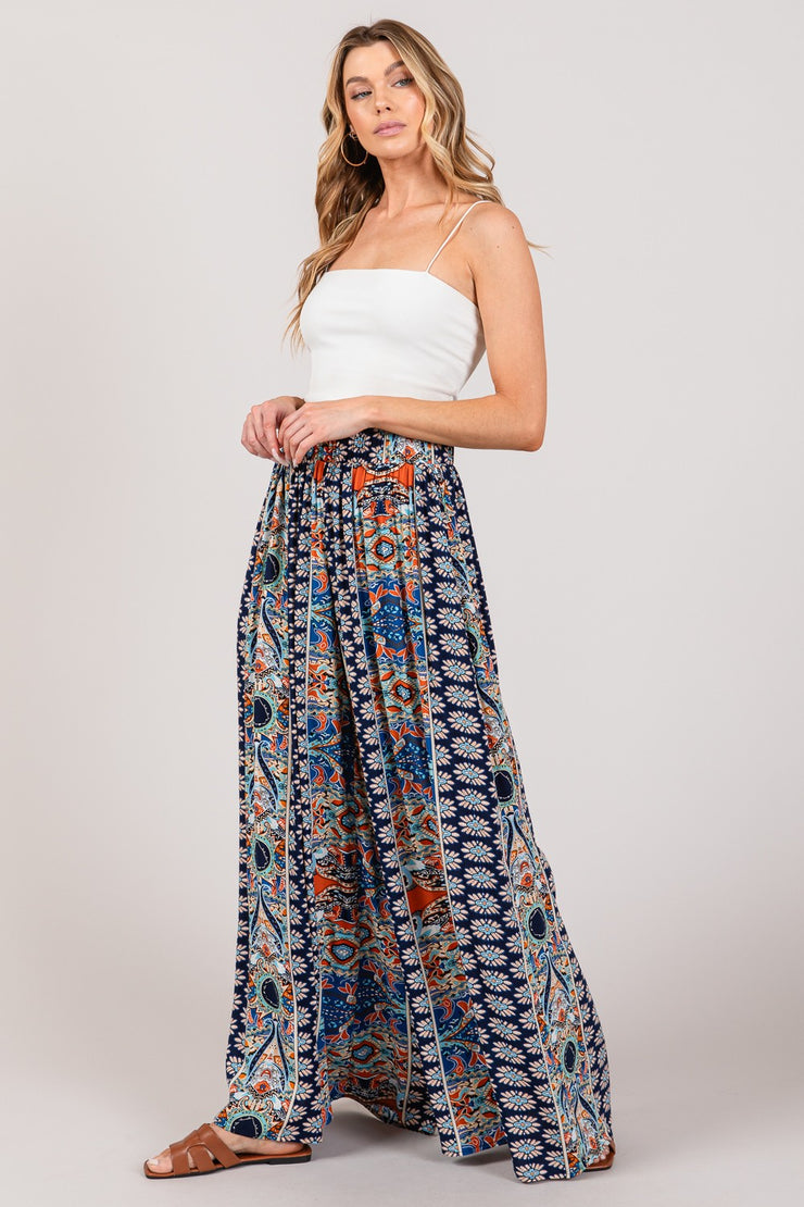 SAGE + FIG Bohemian Multi Geo Print Wide Leg Pants - The Michelle Style Boutique