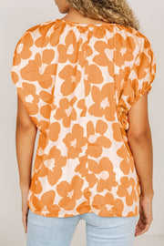 Printed Tie Neck Short Sleeve Blouse - The Michelle Style Boutique