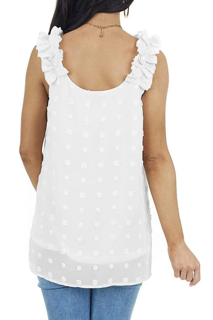 Full Size Swiss Dot V-Neck Tank - The Michelle Style Boutique