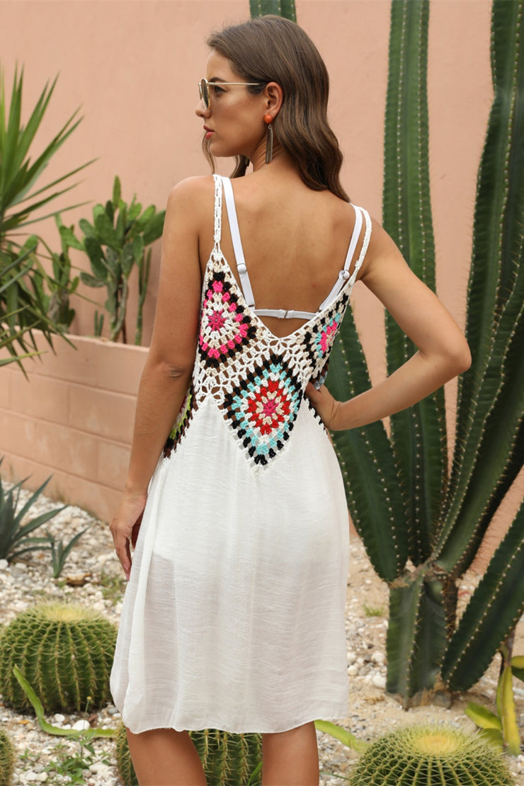 Geometric V-Neck Spaghetti Strap Cover Up Dress - The Michelle Style Boutique