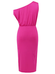 Slit Tied Single Shoulder Dress - The Michelle Style Boutique