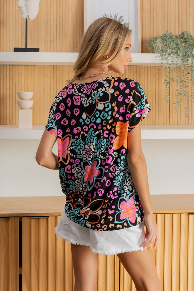 Sew In Love Full Size Printed Short Sleeve Top - The Michelle Style Boutique