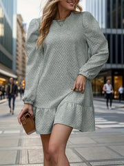 Round Neck Long Sleeve Mini Dress - The Michelle Style Boutique