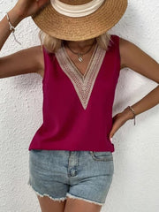 Full Size Lace Detail V-Neck Tank - The Michelle Style Boutique