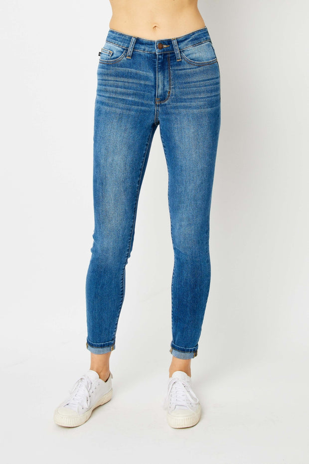 Judy Blue Full Size Cuffed Hem Low Waist Skinny Jeans - The Michelle Style Boutique