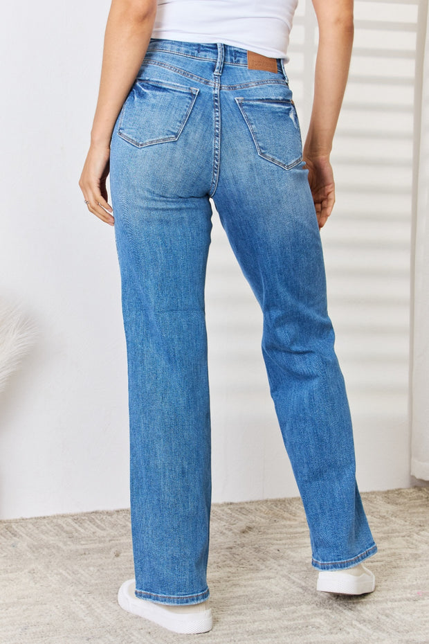 Judy Blue Full Size High Waist Distressed Straight-Leg Jeans - The Michelle Style Boutique