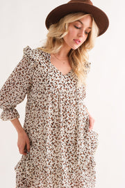 And The Why Leopard Ruffle Hem Woven Mini Dress