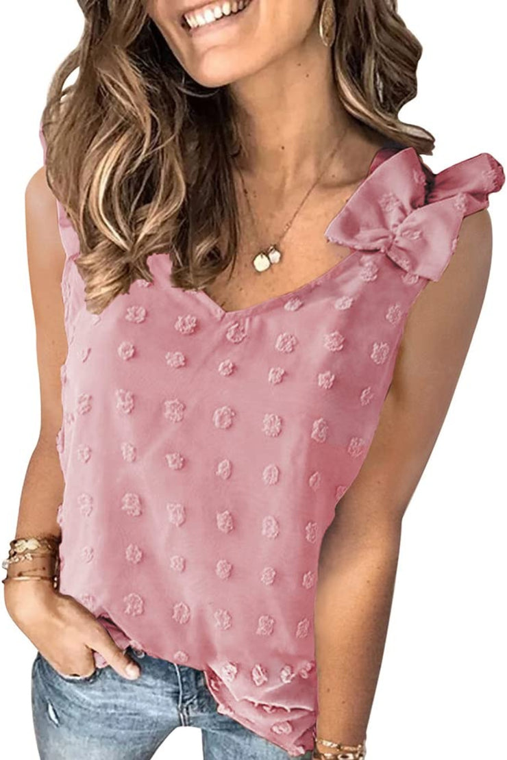 Full Size Swiss Dot V-Neck Tank - The Michelle Style Boutique