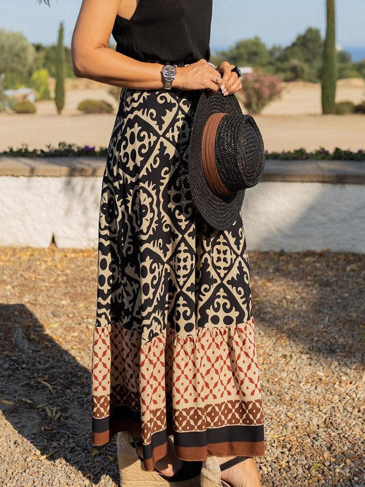 Geometric Elastic Waist Maxi Skirt - The Michelle Style Boutique