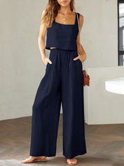 Square Neck Top and Wide Leg Pants Set - The Michelle Style Boutique