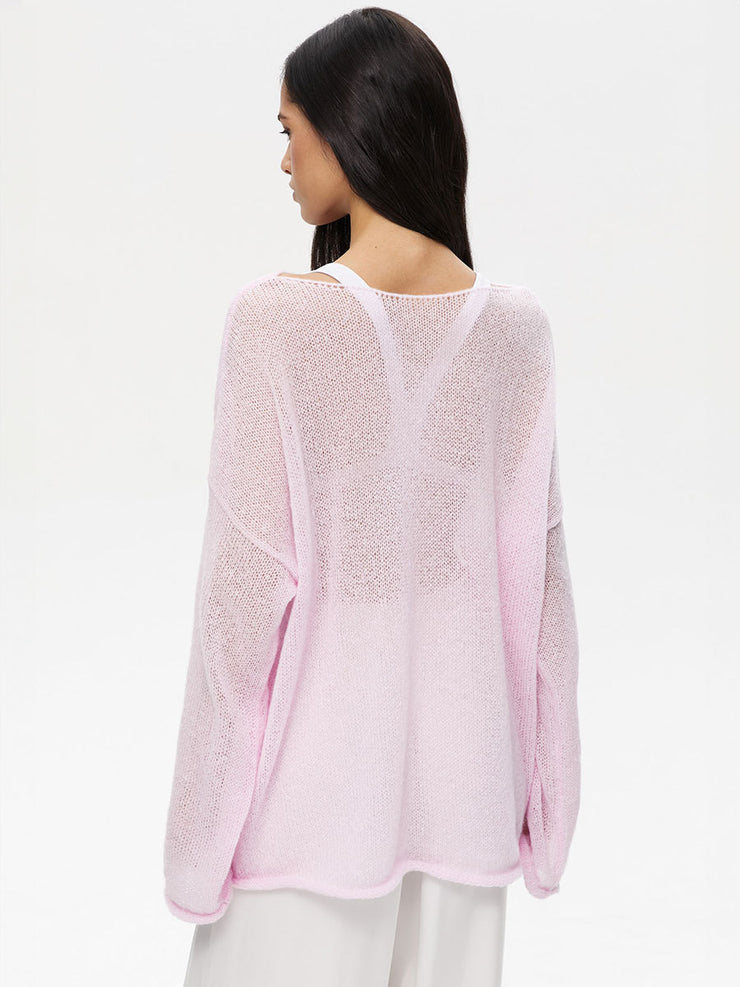 Round Neck Long Sleeve Knit Cover Up - The Michelle Style Boutique