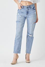 RISEN Distressed Slim Cropped Jeans - The Michelle Style Boutique