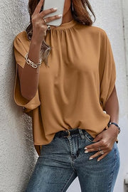 Tie Back Slit Half Sleeve Blouse - The Michelle Style Boutique