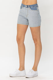 Judy Blue Full Size Color Block Denim Shorts - The Michelle Style Boutique