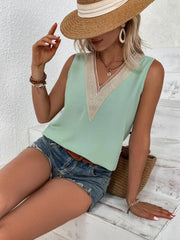 Full Size Lace Detail V-Neck Tank - The Michelle Style Boutique