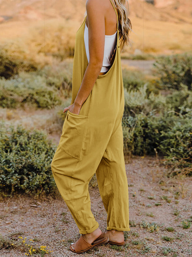 Double Take Full Size Sleeveless V-Neck Pocketed Jumpsuit - The Michelle Style Boutique