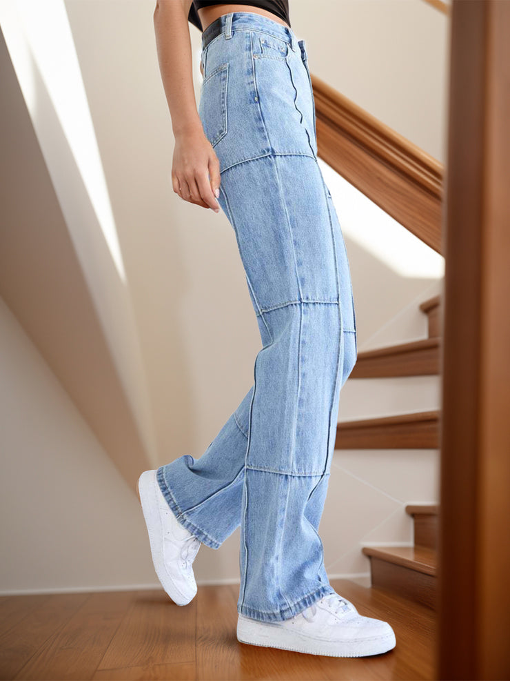 High Waist Straight Jeans with Pockets - The Michelle Style Boutique