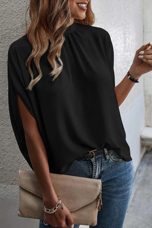 Tie Back Slit Half Sleeve Blouse - The Michelle Style Boutique