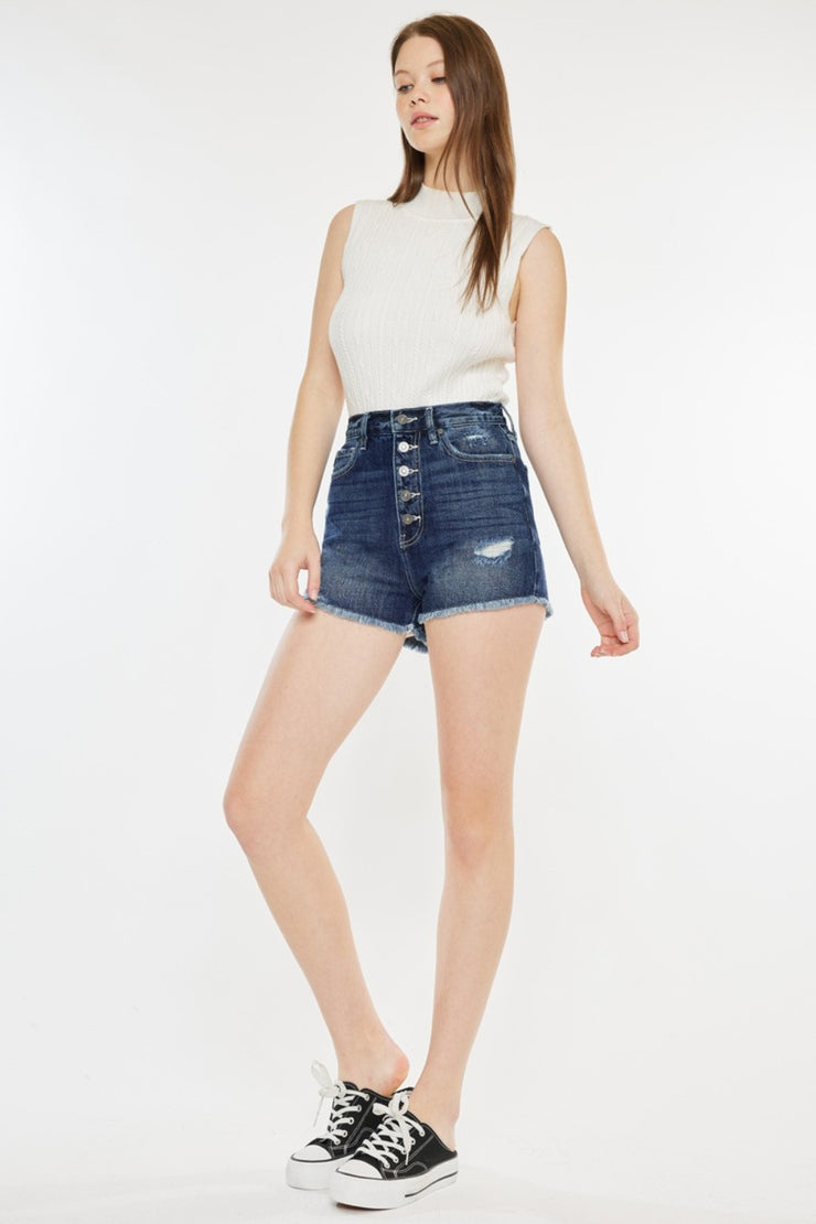 Kancan Raw Hem Button Fly Denim Shorts - The Michelle Style Boutique