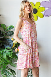 Heimish Full Size Floral V-Neck Tank Dress with Pockets - The Michelle Style Boutique