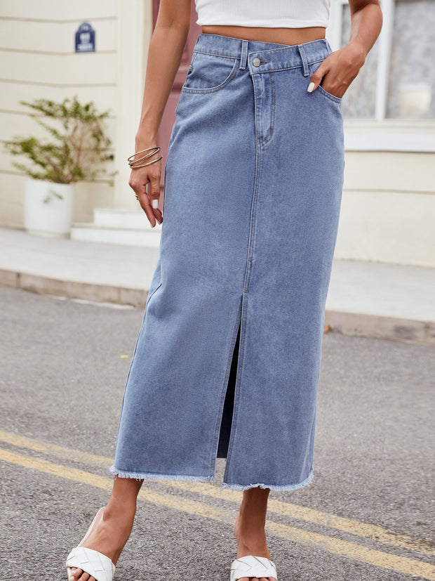 Slit Asymmetrical Waist Denim Skirt - The Michelle Style Boutique