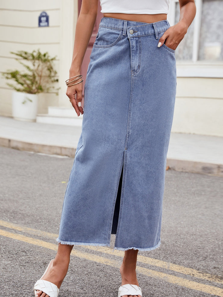 Slit Asymmetrical Waist Denim Skirt - The Michelle Style Boutique