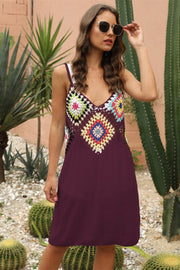 Geometric V-Neck Spaghetti Strap Cover Up Dress - The Michelle Style Boutique