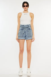 Kancan Ultra High Rise Paperbag Denim Shorts - The Michelle Style Boutique