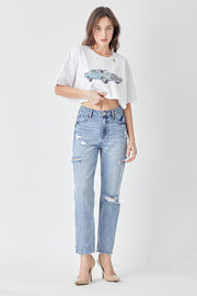 RISEN Distressed Slim Cropped Jeans - The Michelle Style Boutique