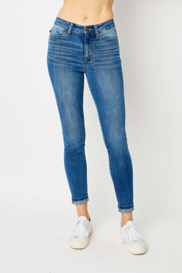 Judy Blue Full Size Cuffed Hem Low Waist Skinny Jeans - The Michelle Style Boutique