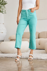 RFM Crop Chloe Full Size Tummy Control High Waist Raw Hem Jeans - The Michelle Style Boutique