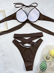 Crisscross Halter Neck Bikini Set - The Michelle Style Boutique